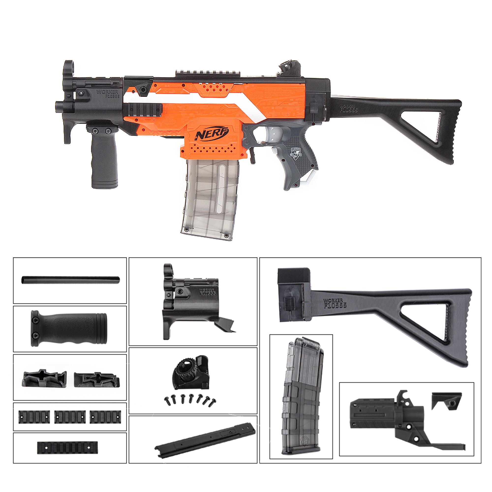 Worker Mod F10555 for Nerf Stryfe DIY Imitation Kit MP5-K Style Combo 9 Item factory Modify Toy