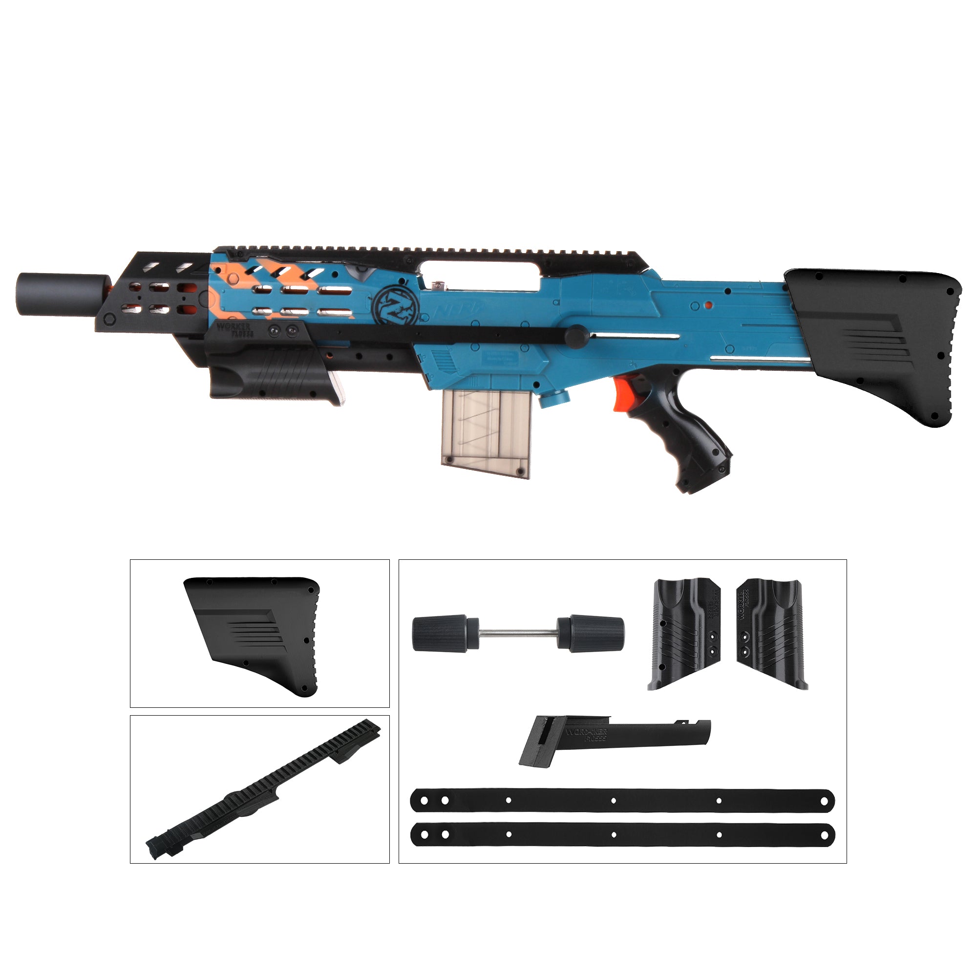 F10555 3D Printed Set for Nerf Zombie Strike ZED Squad Longshot CS-12 –  JGCWorker