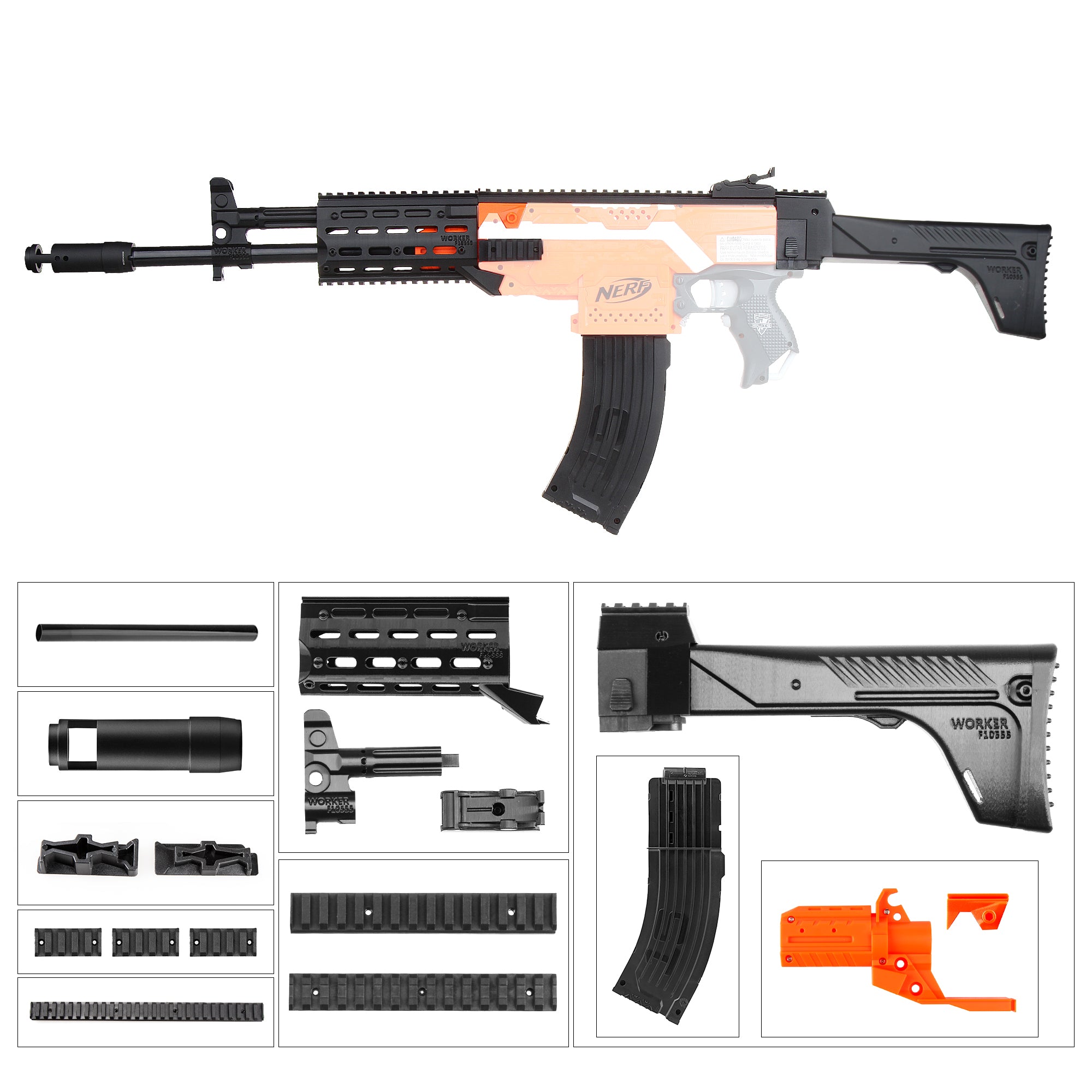 JGCWorker AK-12 Style Mod Kits Set for Nerf N-strike Elite Stryfe Blas